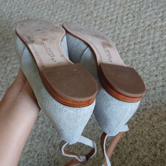 Charleston Shoe Co Suede Ballet ankle closure Flat in gray Size 8 - Picture 10 of 12